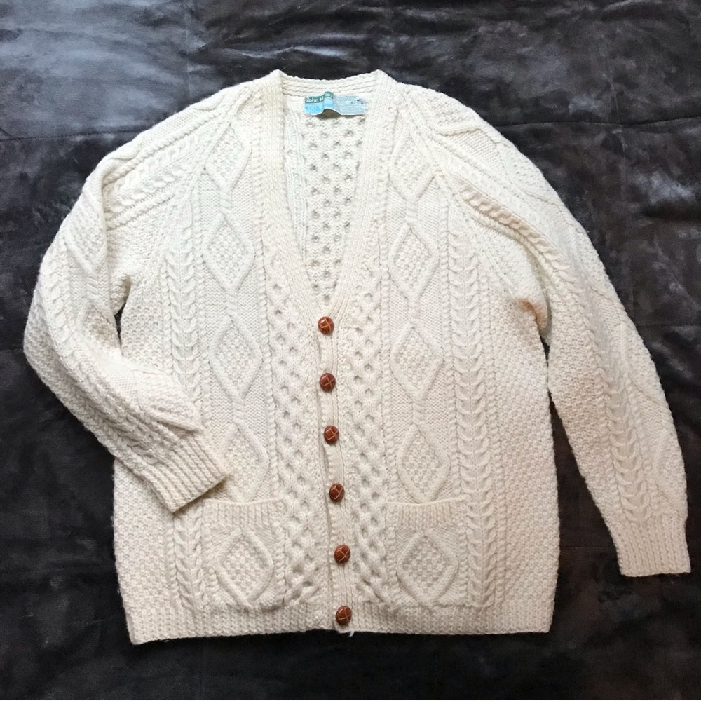 Vintage John Molly Wool Cable Knit Cardigan Size L